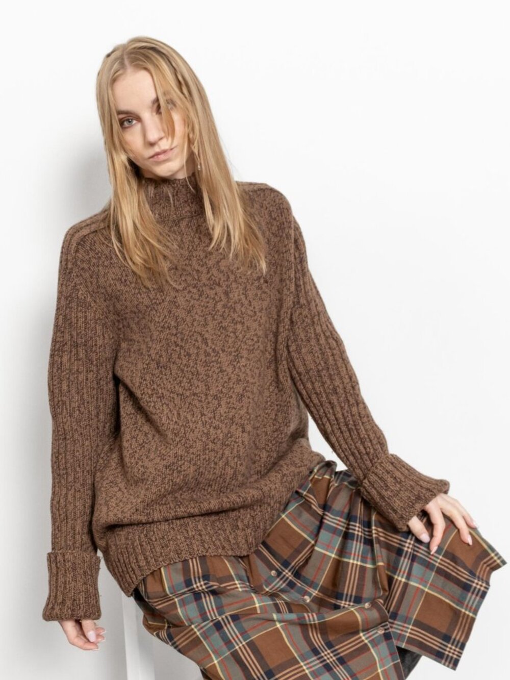 BROWN WOOL TURTLENECK Jumper Sweater Timberland / Large Xl Extra Large
